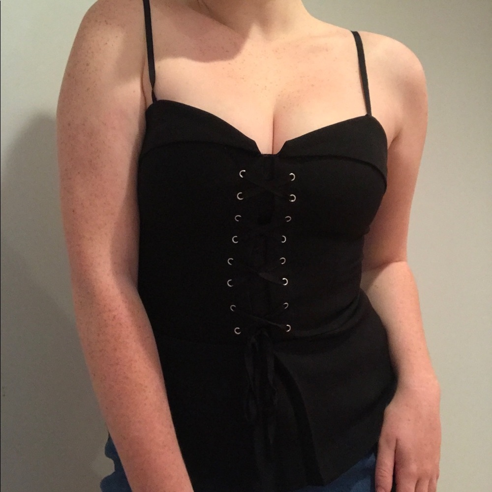 EXPRESS Black Lace Up Top